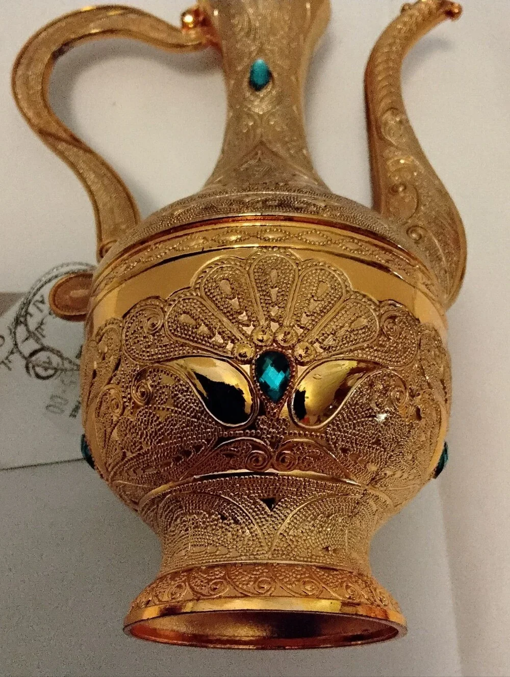 Decorative Gold Turkish Coffee Set with Serving Tray - EUC